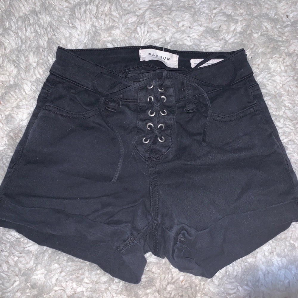Pacsun Black Tie-Up Denim Shorts